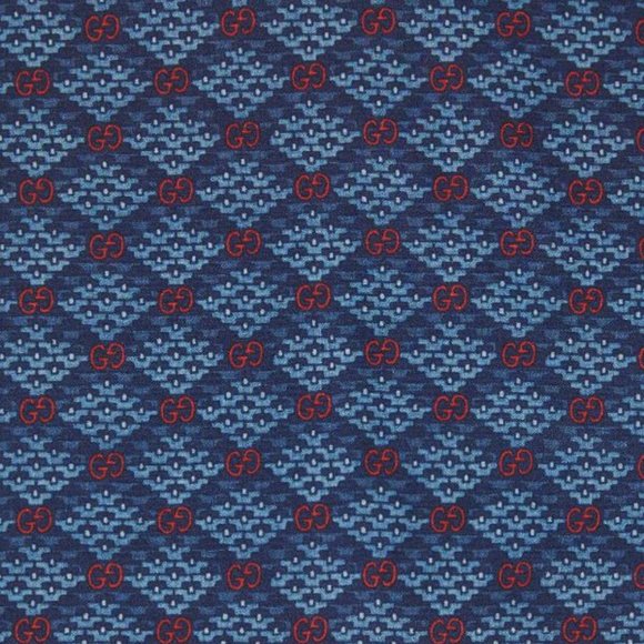 Gucci GG Diamond Pocket Square with Red in Blue New! - Picture 3 of 3